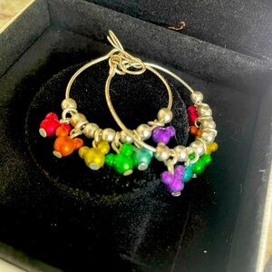 Disney Parks Rainbow Mickey Mouse Dangle Hoop Earrings